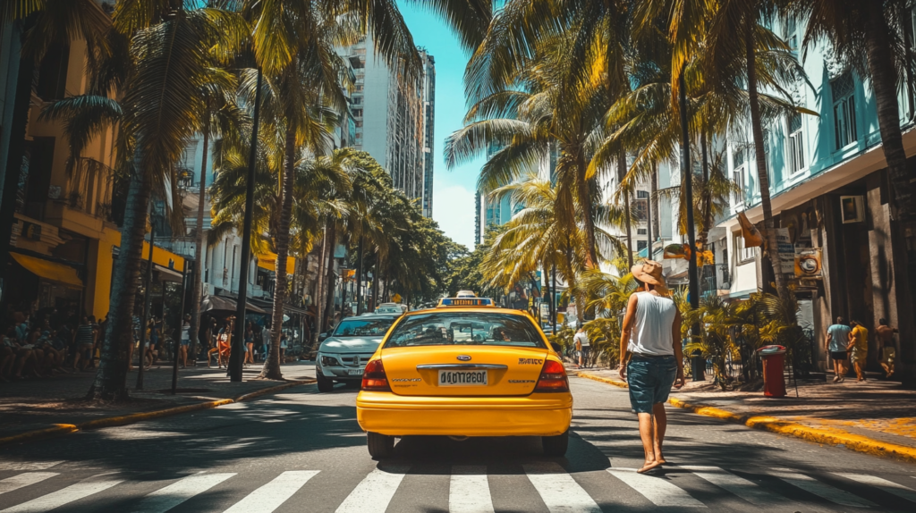 Taxi nas ruas do rio de janeiro