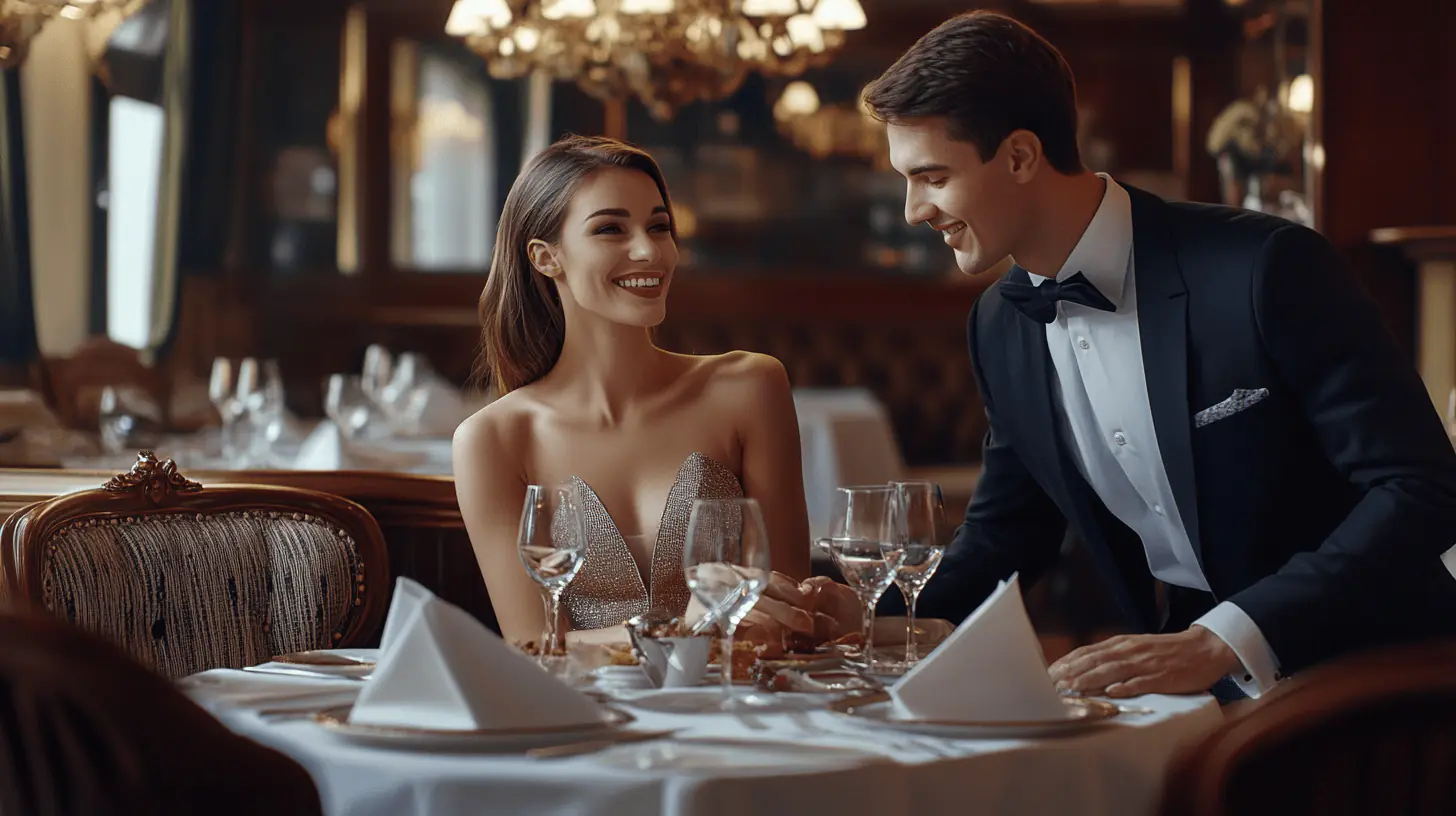 Uma imagem com uma mulher em um restaurante pedindo comida